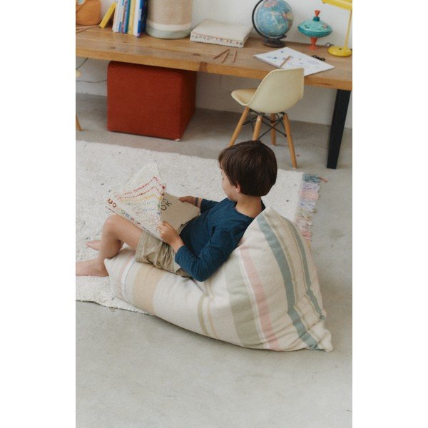 Кремав детски пуф Cleo Multi Stripe – Lorena Canals-image-3