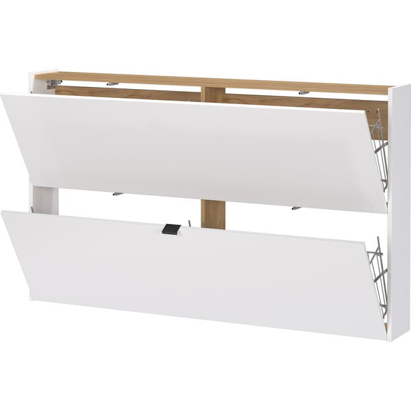 Бяла накланяща се висяща стойка за обувки от декор от дъб  140x83x18 cm Ameca – Germania-image-2