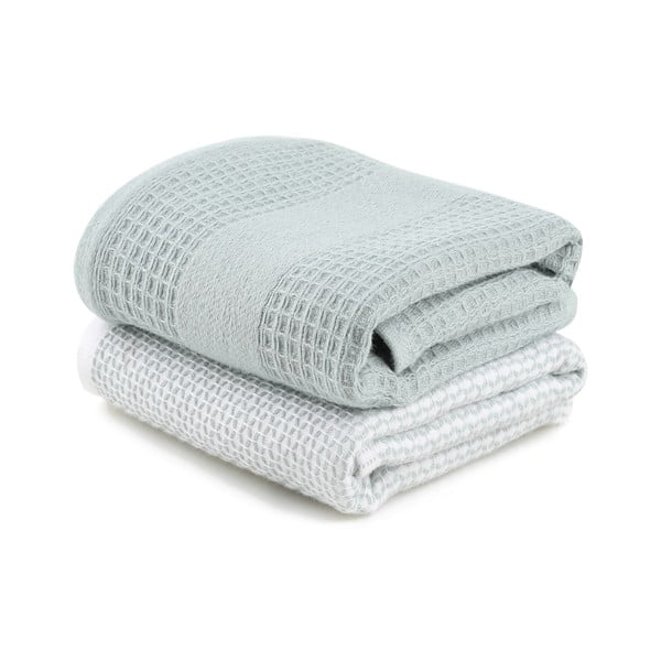 Вафлени кърпи в комплект от 2 бр. в цвят мента-сиви 40x60 cm Betty – Foutastic