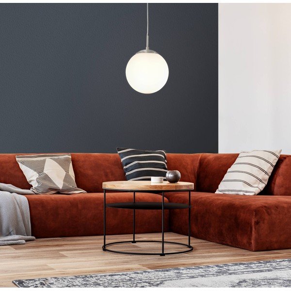 Бяло и сребристо висящо осветително тяло със стъклен абажур ø 20 cm RONDO – EGLO-image-3