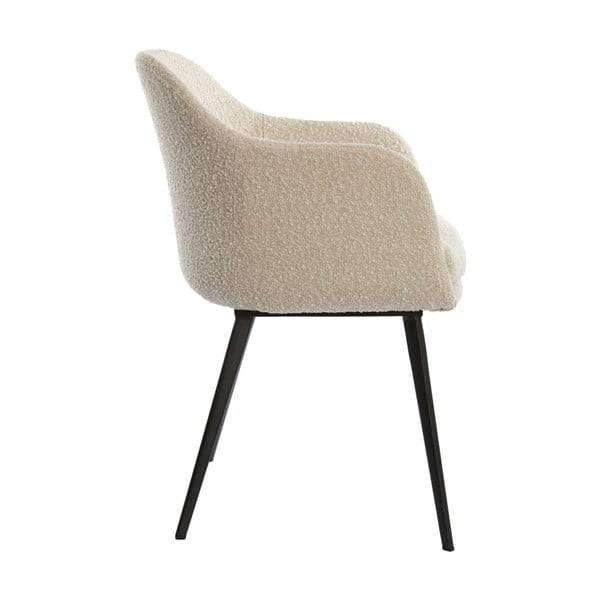 Кремав тапициран трапезен стол с подлакътници Leone – Light & Living-image-2