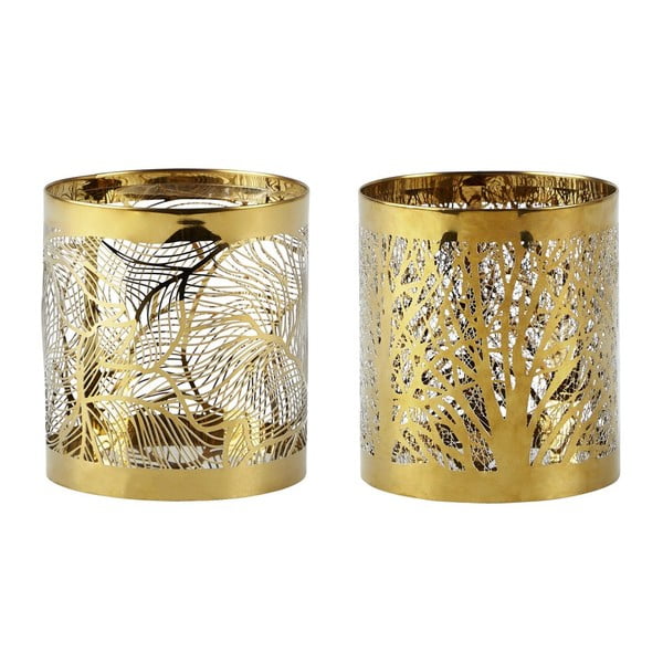 Комплект от 2 свещника Златна боя, 9 cm - KJ Collection