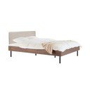 Двойно легло 200x200 cm тапицирано/ПДЧ от декор от орех с включена подматрачна рамка в тъмно естествен цвят Streiko – noo.ma