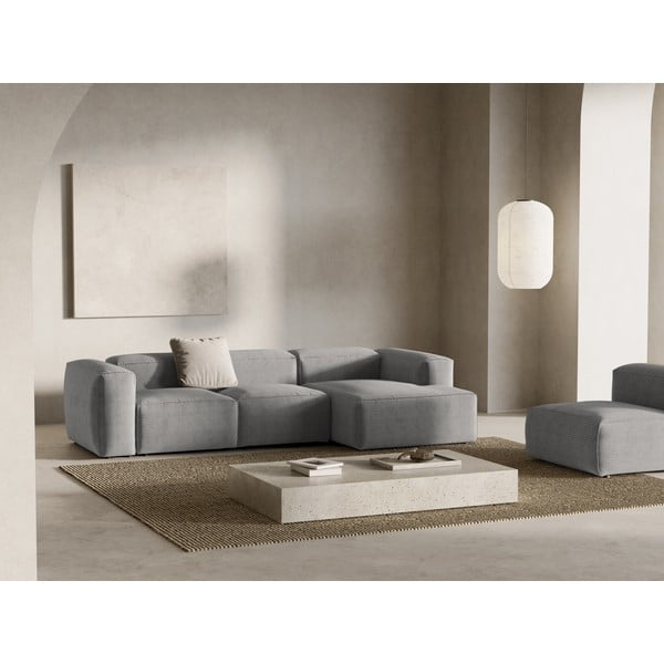 Светлосив ъглов диван от рипсено кадифе (десен ъгъл) Bergamo – Cosmopolitan Design-image-1