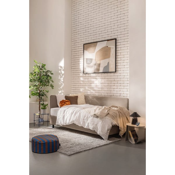 Единично тапицирано легло в кафяво-сив цвят с място за съхранение с включен матрак 90x200 cm Avela – Bonami Selection-image-1