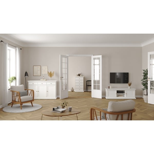 Бял нисък скрин 144x92 cm Paris – Tvilum-image-1