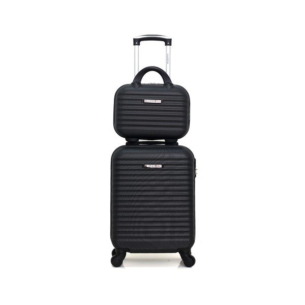 Комплект от черен пътнически куфар на колелца и по-малък ръчен куфар Marro - Bluestar