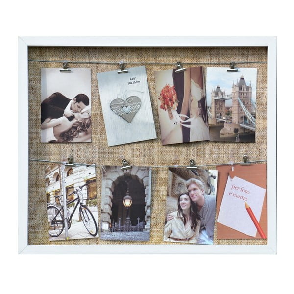 Рамка за снимки с щипки за 8 снимки Свободно, бяло - Postershop