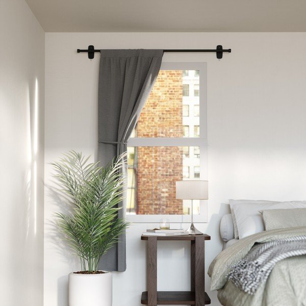 Матово черно стоманен разширяем прът за завеси 40 - 71 cm Adhera – Umbra-image-2