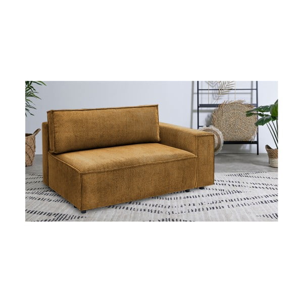 Модул за диван от велур в цвят горчица, десен ъгъл Nihad modular - Bobochic Paris-image-1