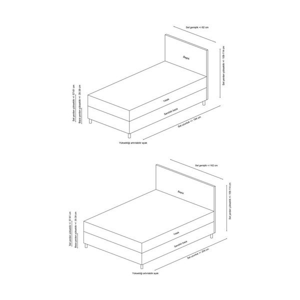 Бежово тапицирано двойно легло  с място за съхранение с включена подматрачна рамка 140x200 cm Safir – Kalune Design-image-3