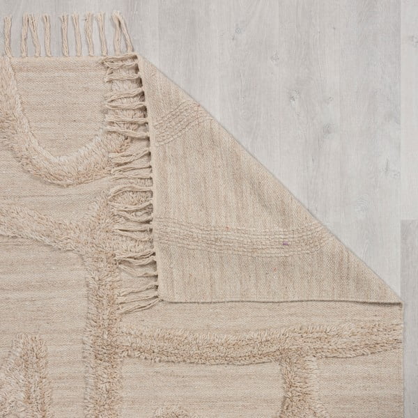 Бежов ръчно изработен вълнен килим 160x230 cm Loma – Flair Rugs-image-3