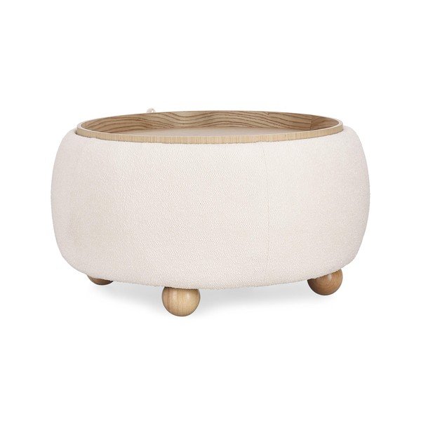 Кремава табуретка от прежда с примки от букле Irisha – Bizzotto-image-2