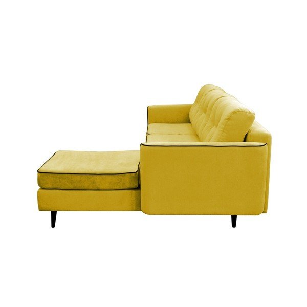 Žlutá rozkládací pohovka s černými nohami Mazzini Sofas Dragonfly, pravý roh-image-4