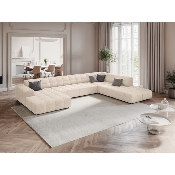 Кремав ъглов диван (десен ъгъл/U-образна форма) Chicago - Cosmopolitan Design-image-1