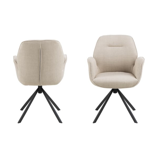 Кремав тапициран трапезен стол Aura – Actona-image-3