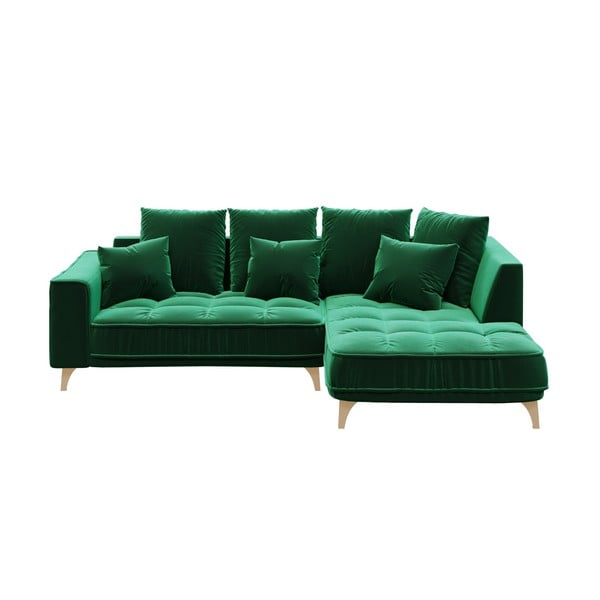 Тъмнозелен ъглов диван от кадифе Devichy , десен ъгъл, 256 cm Chloe - devichy