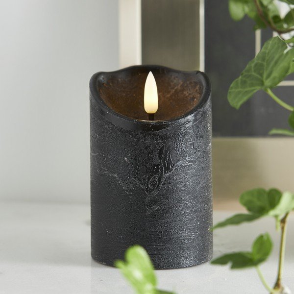 LED свещ от черен восък, височина 12,5 см Flamme Rustic - Star Trading-image-1