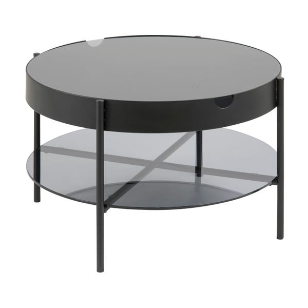 Černý odkládací stolek s úložným prostorem Actona Tipton, ⌀ 75 cm
