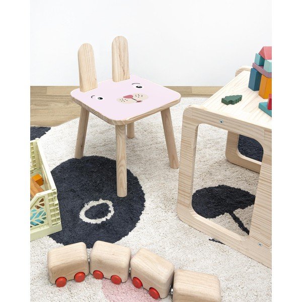 Детски стол, изработен от масивна борова дървесина Rose Bunny - Little Nice Things-image-1