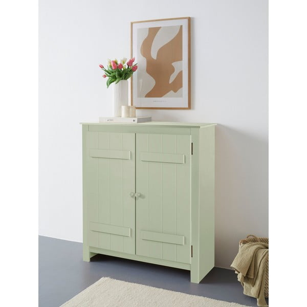 Светлозелено шкафче от масивен бор 100x110 cm Bertram – Støraa-image-1