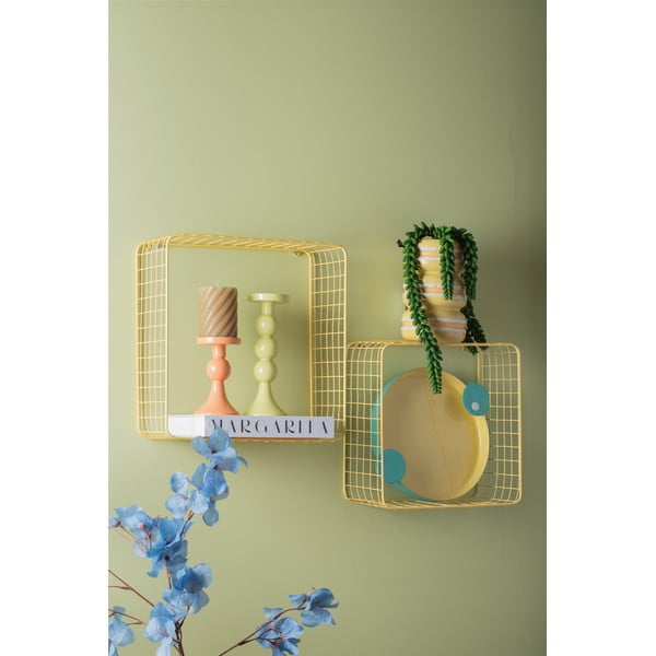 Светложълти стоманени стенни рафтове в комплект от 2 бр. 35 cm Reja – PT LIVING-image-3