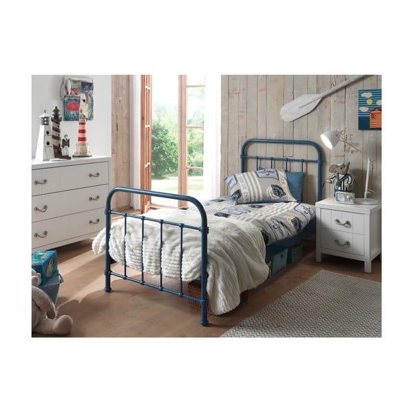 Синьо метално детско легло , 90 x 200 cm New York - Vipack-image-2