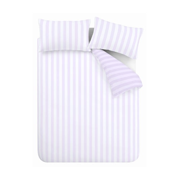 Единично спално бельо в бяло и цвят лавандула 135x200 cm Stripe Tease – Sassy B