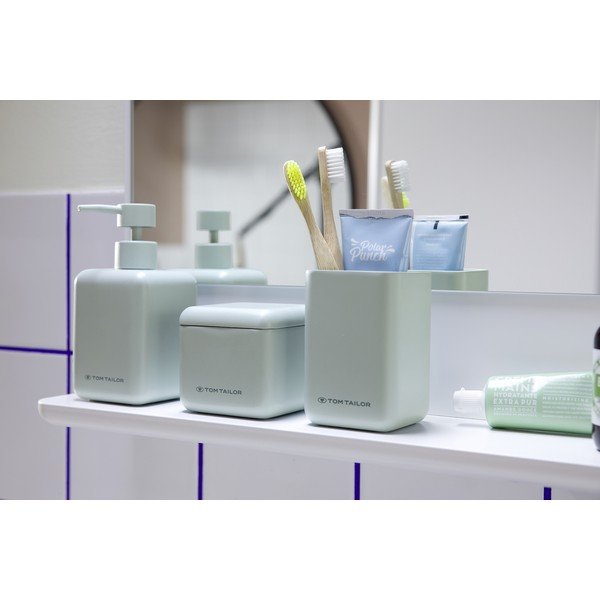 Светлозелен органайзер за баня за памучни тампони от полиресин Tom Tailor T-Rounded – Wenko-image-1
