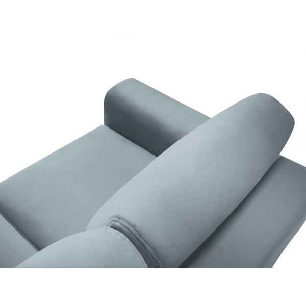 Светлосин кадифен разтегателен ъглов диван с място за съхранение Kyoto – Cosmopolitan Design-image-4