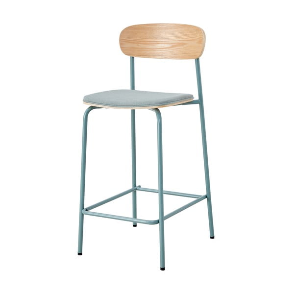 Бар столове в комплект от 2 броя в синьо-натурален цвят (височина на седалката 66 см) Adriana - Marckeric-image-2