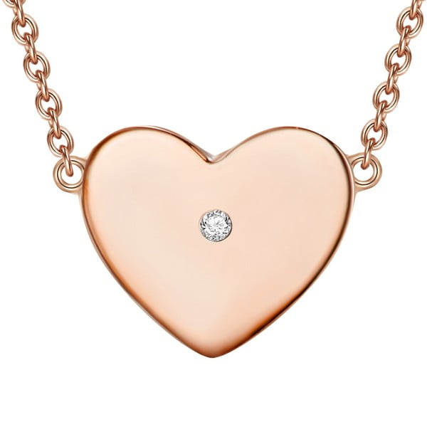 Stříbrný náhrdelník v barvě růžového zlata s pravým diamantem Tess Diamonds Floriana, délka 45 cm