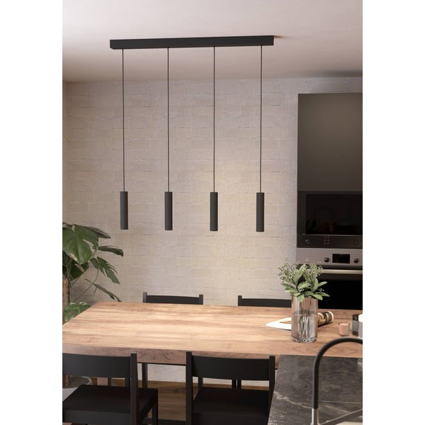 Черно LED висящо осветително тяло с метален абажур ALMUDAINA – EGLO-image-1