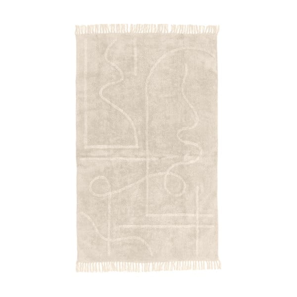 Светлобежов ръчно тъкан памучен килим , 120 x 180 cm Lines - Westwing Collection
