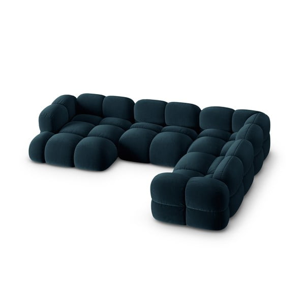 Тъмносин кадифен ъглов диван (десен ъгъл/U форма) Loretto – Cosmopolitan Design