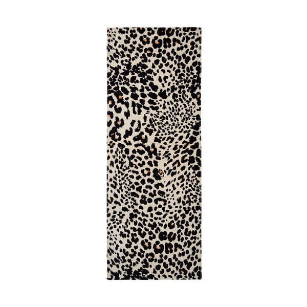 Черна/бежова памучена плажна кърпа 78x200 cm Leopard – Catherine Lansfield