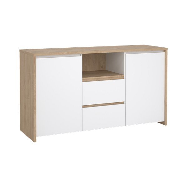 Скрин от дъбов декор в бял и естествен цвят 149x84x48 cm Next – Tvilum-image-2