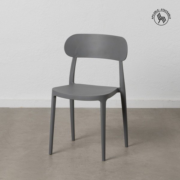 Сиви пластмасови трапезни столове в комплект от 2 бр. – Ixia-image-1