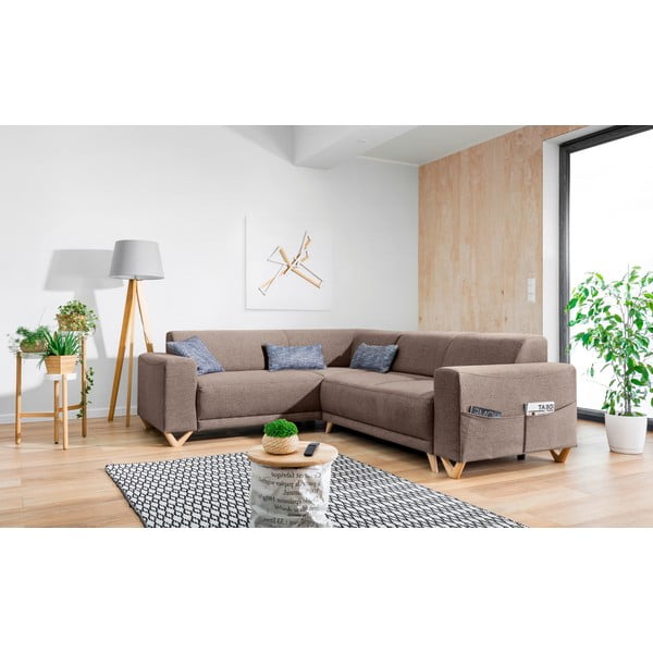 Кафяв разтегателен/с място за съхранение ъглов диван (ляв ъгъл/L форма) Classy Sophie – Miuform-image-3