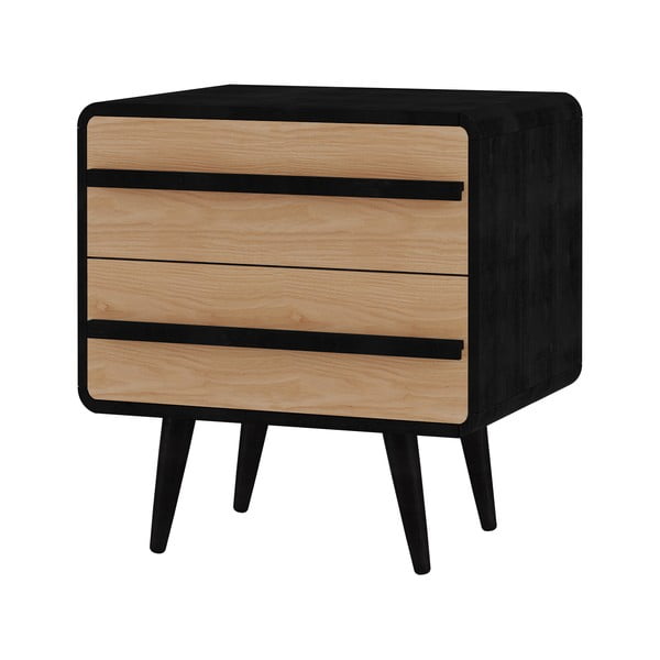 Нощно шкафче в черен и естествен цвят Chantal - Støraa-image-1
