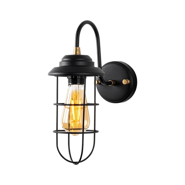 Стенна лампа в черно и златисто ø 10 cm Mahoni – Opviq lights