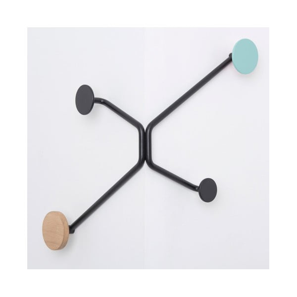 Черна стенна закачалка за външен ъгъл с детайл в ментово зелено Hook - Gazzda-image-2