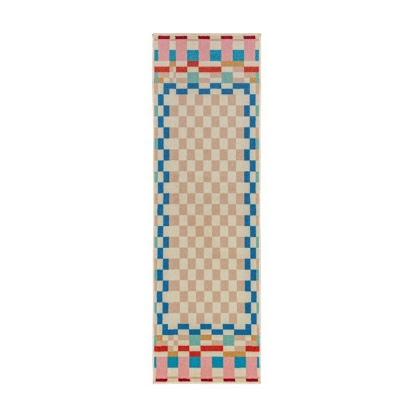 Пътека със смес от вълна 80x300 cm Checkered Border – Flair Rugs