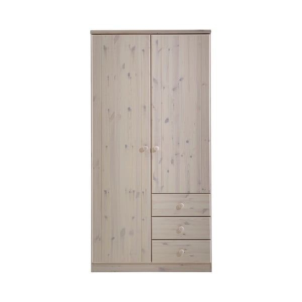 Млечнобял лакиран боров гардероб Ribe, 202 x 100,8 cm - Steens