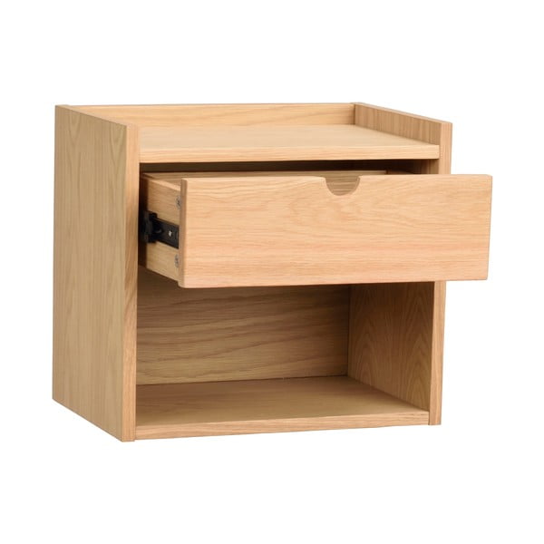 Висящо нощно шкафче с рафтове, изработено от дъбова дървесина в естествен цвят Hillmond - Rowico-image-2