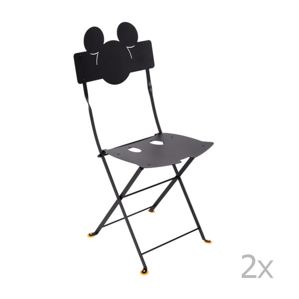 Комплект от 2 черни метални градински стола Bistro Mickey - Fermob