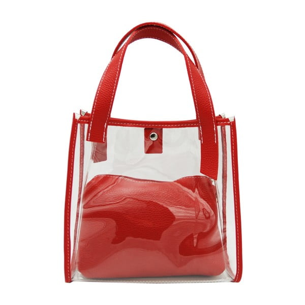 Червена чанта от естествена кожа Transpa Largo - Andrea Cardone
