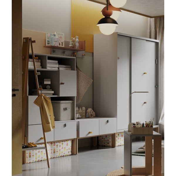 Детска закачалка за дрехи от светлосиво/естествено буково дърво Cube - Pinio-image-2