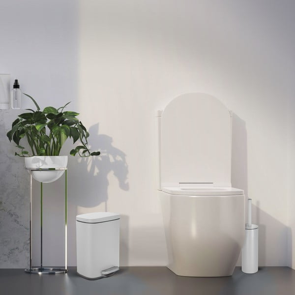 Стоманено кошче за боклук с педал в матово бял цвят 5 l   Akira – Spirella-image-4