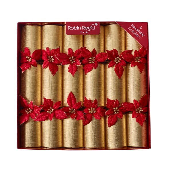 Коледни крекери в комплект от 6 броя Glitter Poinsettia - Robin Reed